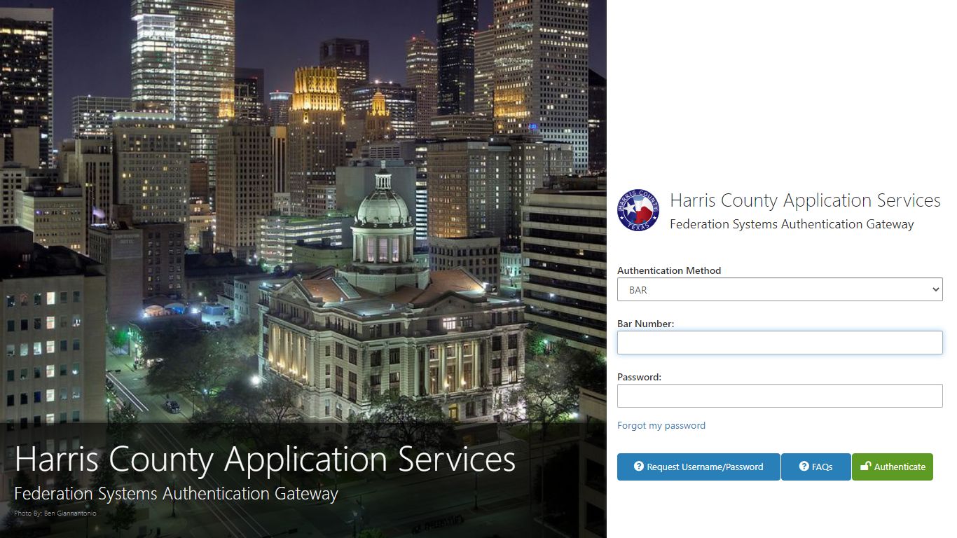 Harris County Federated Systems Authentication Portal